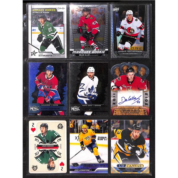 Lot of 9 Various Hockey Inserts or Rookie Cards Various Teams & Players