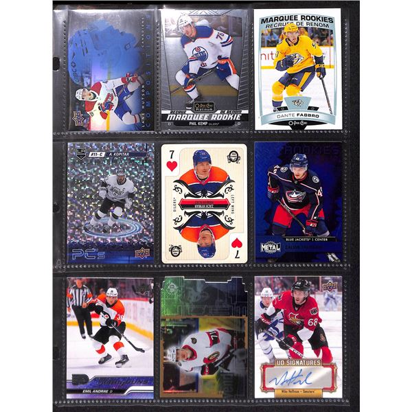 Lot of 9 Various Hockey Inserts or Rookie Cards Various Teams & Players