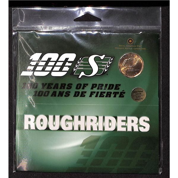 2010 $1 Saskatchewan Roughriders Centennial Gold-Plated Uncirculated Coin