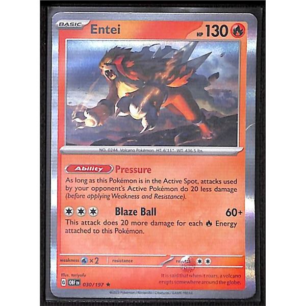 Pokemon Entei - 030/197 - Rare HOLO Obsidian Flames