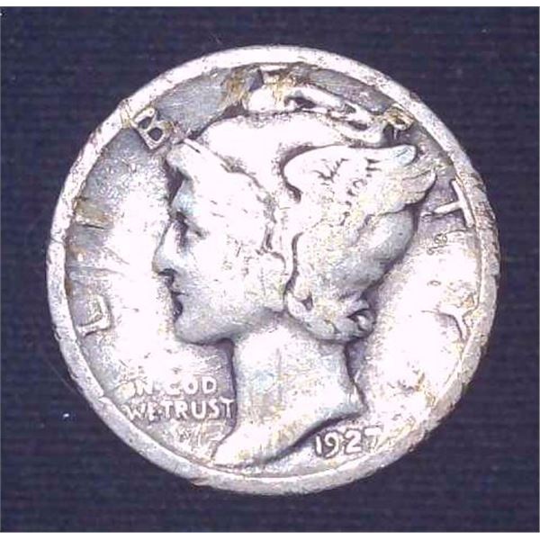 1927 USA Silver 10 Cent Coin
