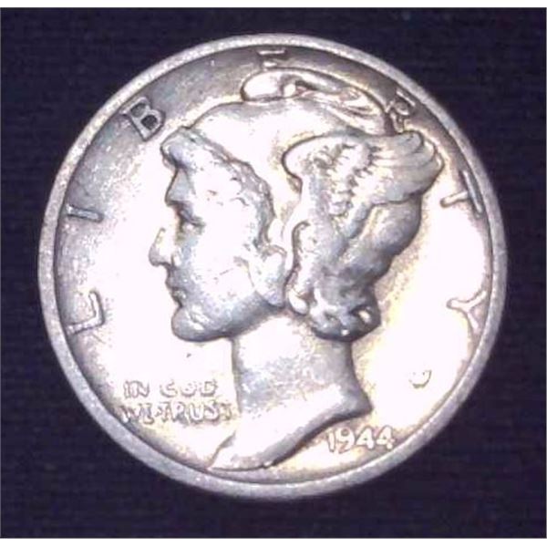 1944 USA Silver 10 Cent Coin
