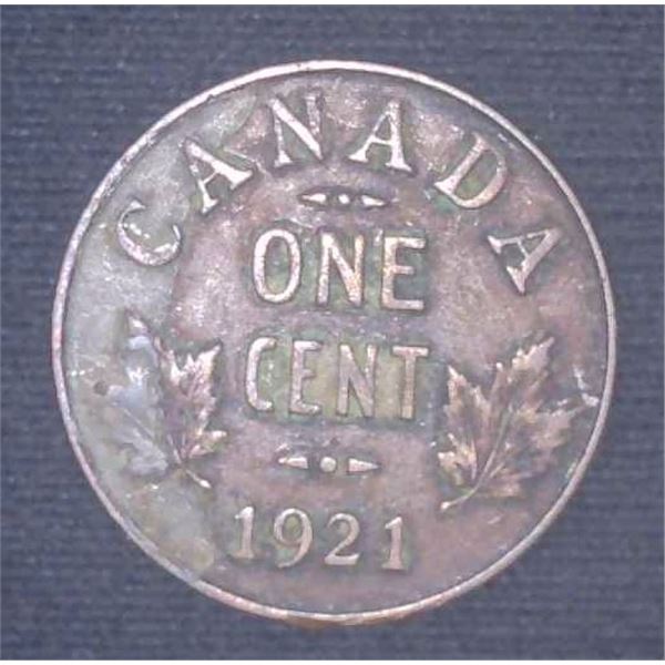 1921 Canadian Penny One Cent Coin