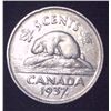 Image 1 : 1937 Canadian Dot Nickel 5 Cent Coin