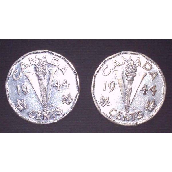 2x Canadian Nickels 1944
