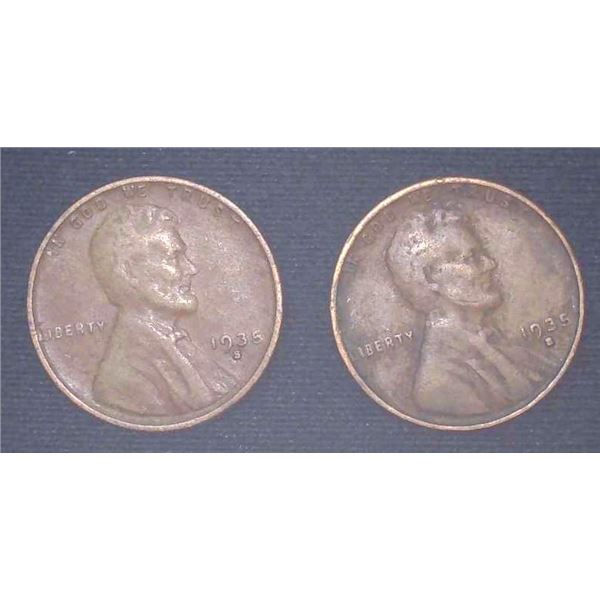 2x USA Pennies 1935S