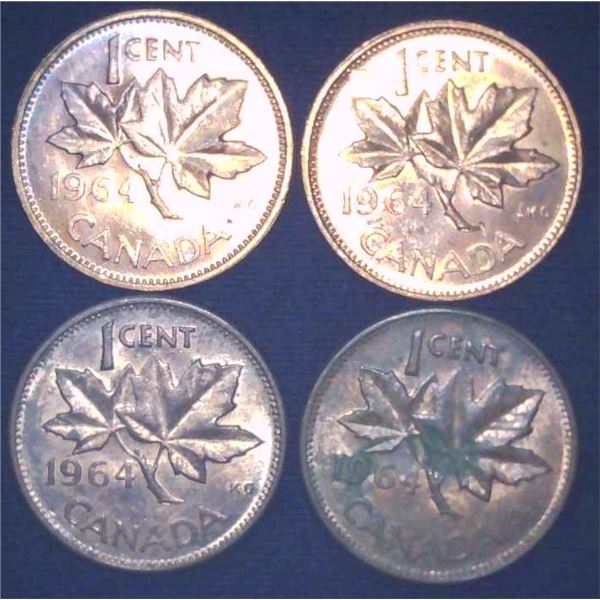 4x Canadian Pennies 1964