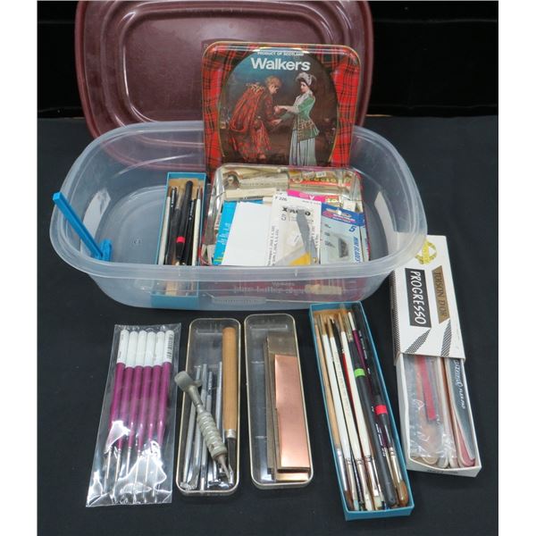 Lot Of Model & Painting Tools, Knife Blades, New Brushes & More