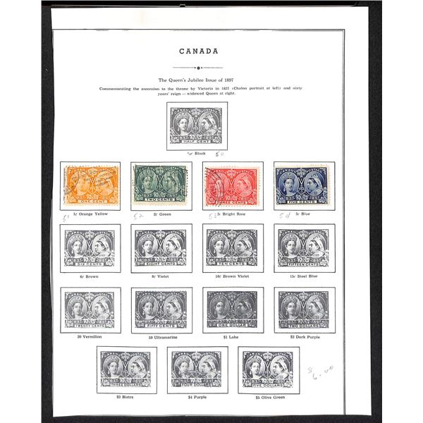 Page Of Donated Canadian Stamps 1897