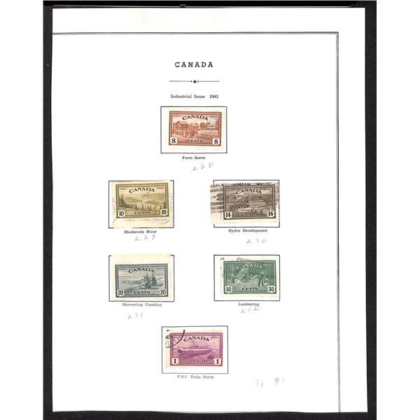 Page Of Donated Canadian Stamps 1943