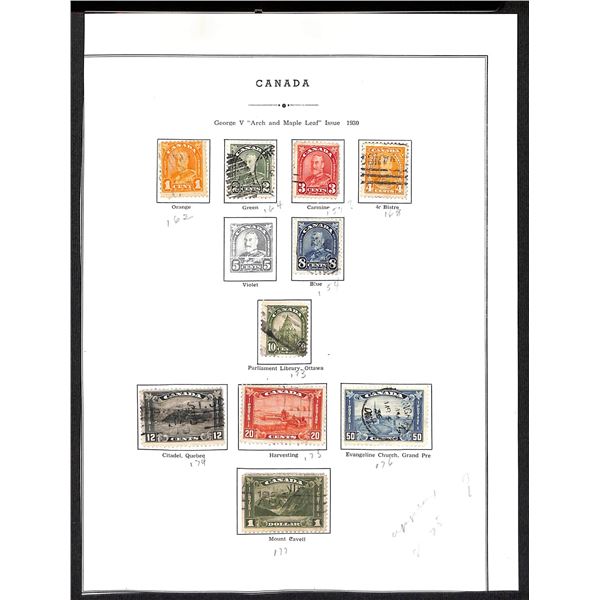 Page Of Donated Canadian Stamps 1930