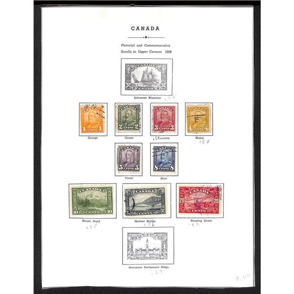 Page Of Donated Canadian Stamps 1928