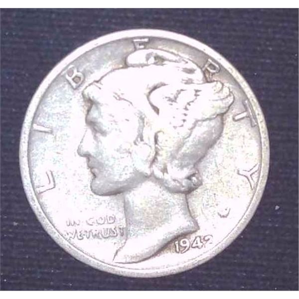 1942 USA Silver 10 Cent Coin