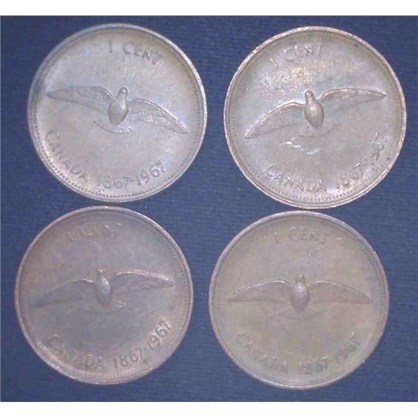 4x Canadian Pennies 1967