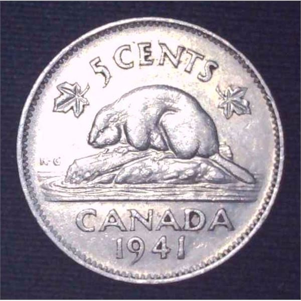 1941 Canadian 5 Cent Coin