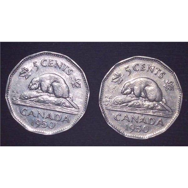 2x Canadian Nickels 1950