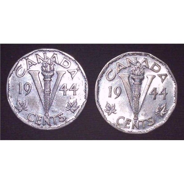 2x Canadian Nickels 1944