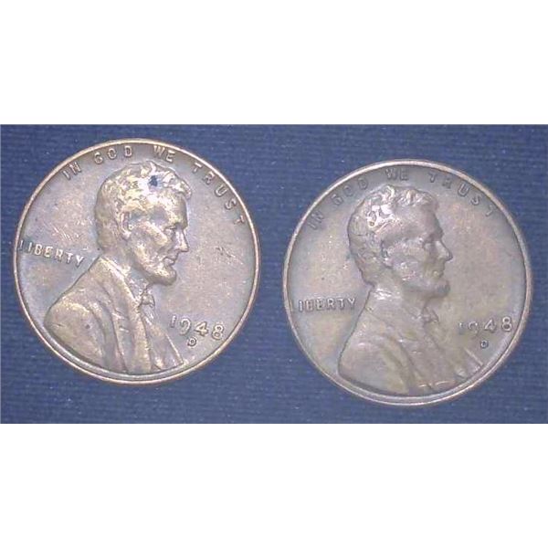 2x USA Pennies 1948D