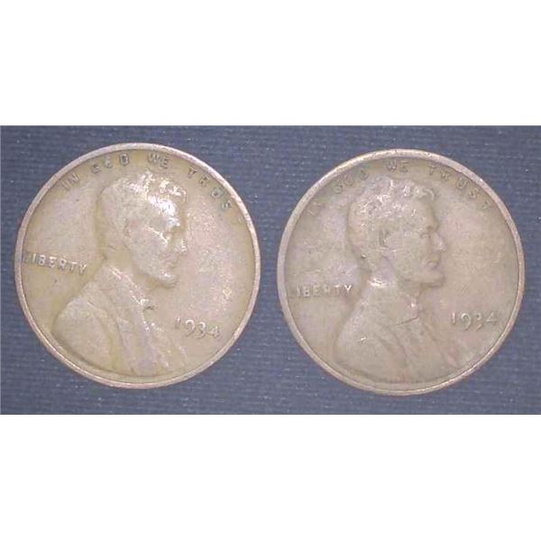 2x USA Pennies 1934