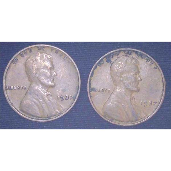 2x USA Pennies 1937