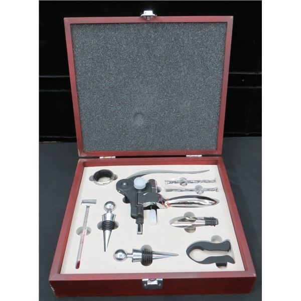 Wine Bottle Opener Set In Wooden Case