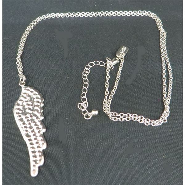 Aero Rhinestone Wing Necklace 28" Long