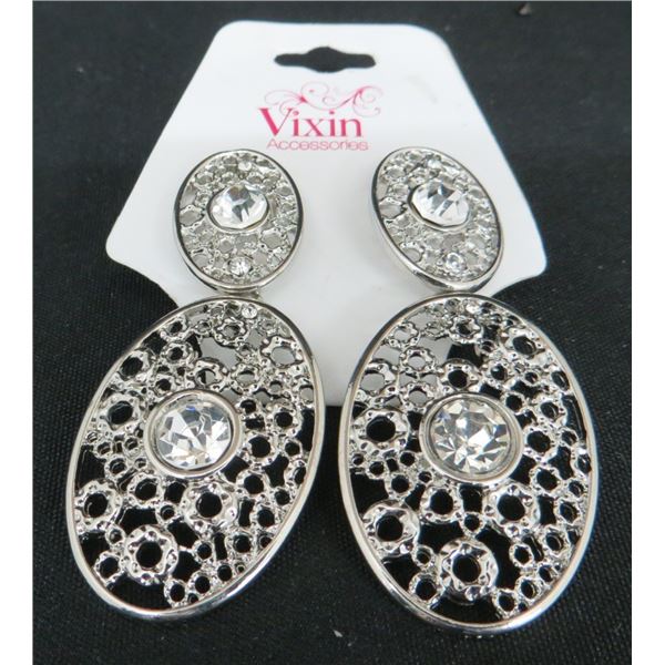 New Vixin Dangle Earrings Silver With Clear Stones