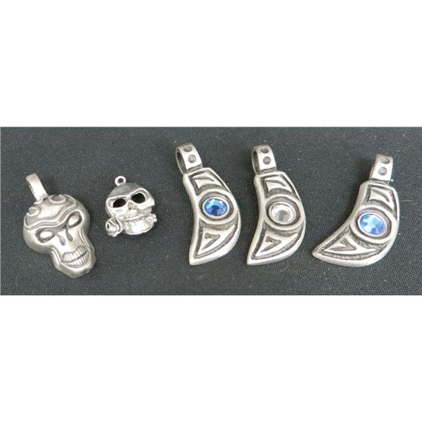 Lot Of 5 Pewter Necklace Pendants