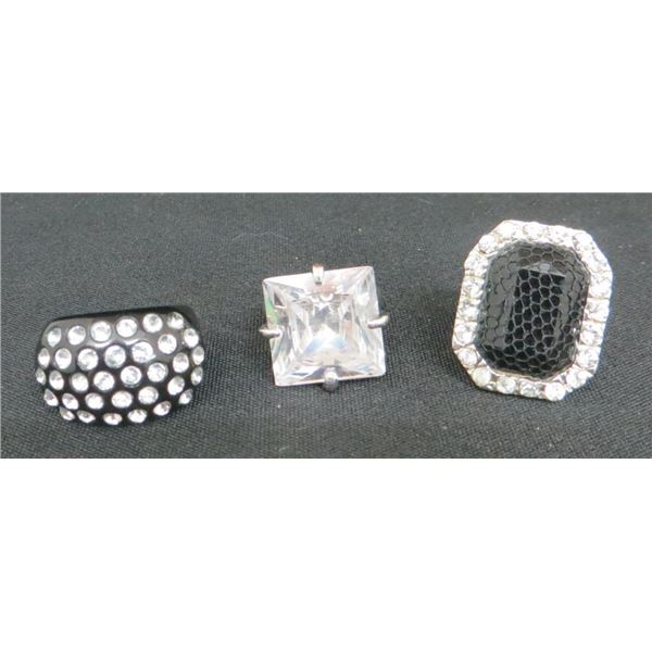 3 Black & Silver Fashion Rings
