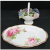 Image 1 : Royal Albert American Beauty 8" Long Tray & Royal Adderley bone China Flower basket