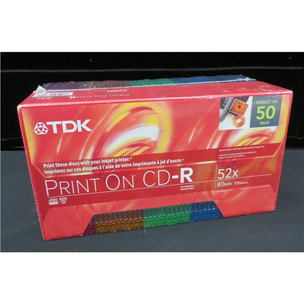 New Factory Sealed 50-pack of TDK Print-On CD-R blanks