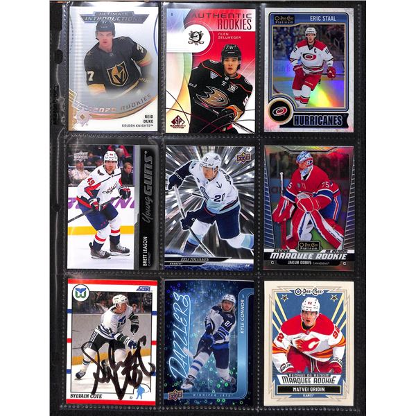 Lot of 9 Various Hockey Inserts or Rookie Cards Various Teams & Players