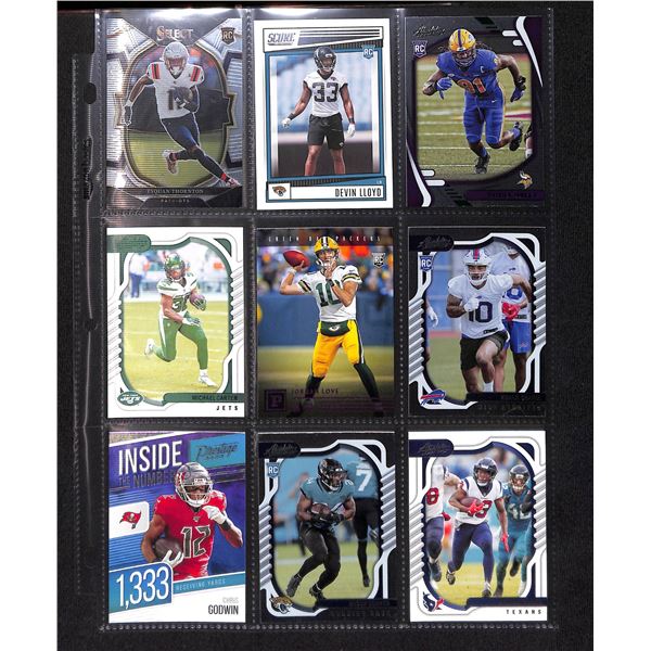 Lot of 9 Various Football Rookie & Insert Cards Various Teams & Players