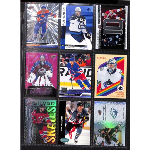 Lot of 9 Various Hockey Inserts or Rookie Cards Various Teams & Players