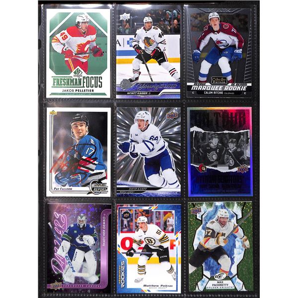 Lot of 9 Various Hockey Inserts or Rookie Cards Various Teams & Players