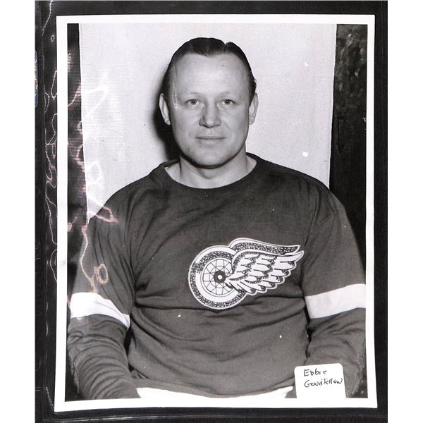 Vintage Original 8x10 Black & White Photo Detroit Red Wings Ebbie Goodfellow