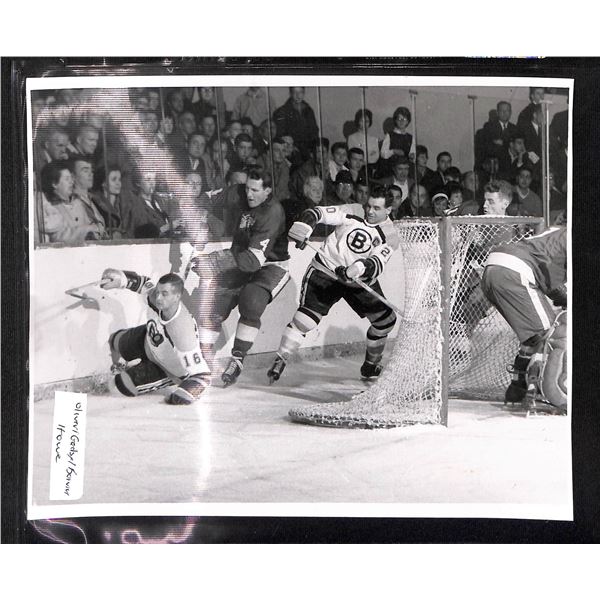 Vintage Original 8x10 Black & White Photo Boston VS Detroit Red Wings