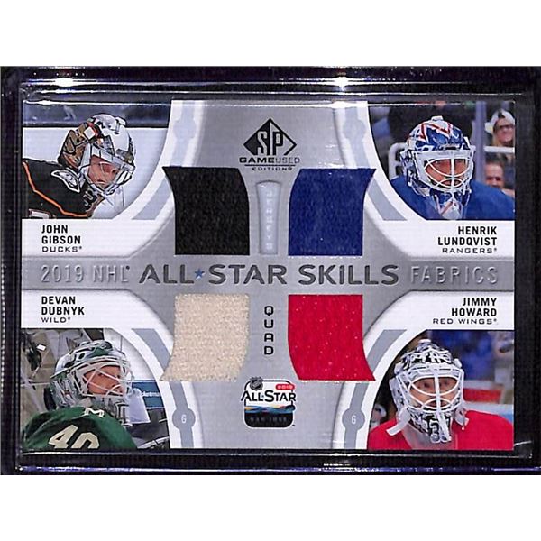 2019-20 SP Game Used All Star Quad John Gibson/Henrik Lundqvist/Devan Dubnyk/Jim Howard BV $35