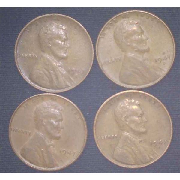 4x USA Pennies 1947S