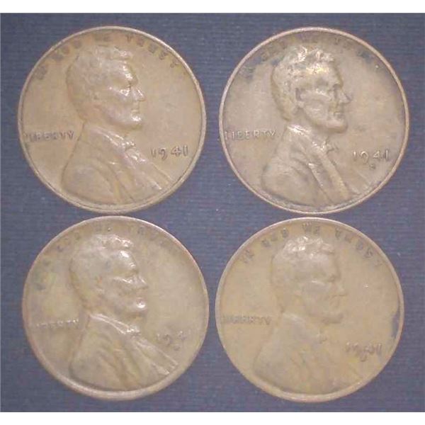 4x USA Pennies 1941 & 1941S