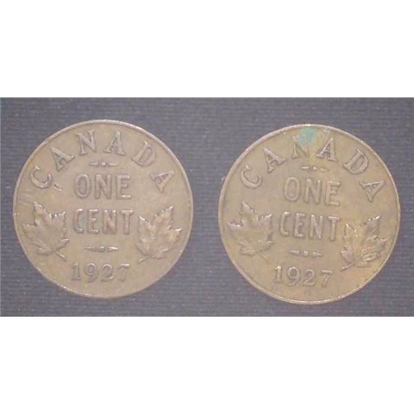 2x Canadian Pennies 1927