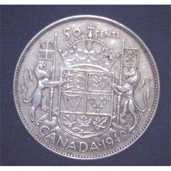 1949 Canadian Silver 50 Cent Coin