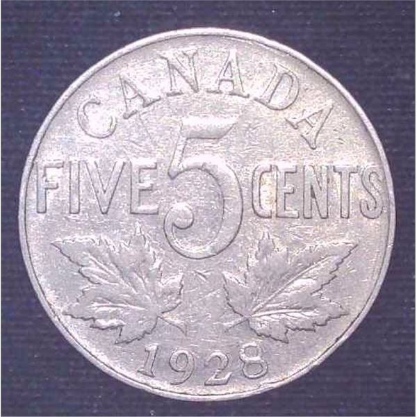 1928 Canadian 5 Cent Coin