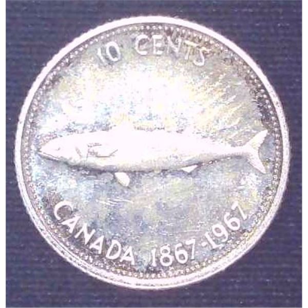 1967 Canadian Silver 10 Cent Coin