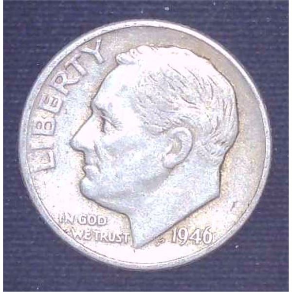 1946 USA Silver 10 Cent Coin