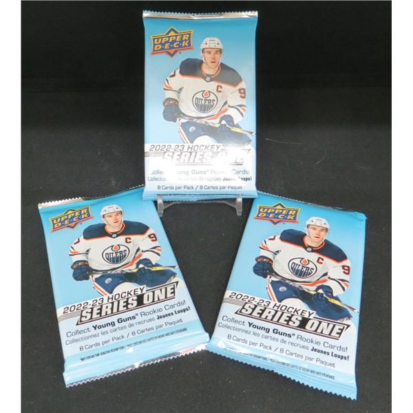 3 Sealed Packs of 2022-23 Upper Deck Hockey 8 cards per pack
