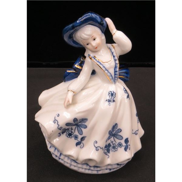 Victorian White & Blue Porcelain Figure 6" tall