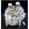 Image 1 : Victorian White & Blue Porcelain Sitting Couple Figure 6" tall
