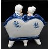 Image 2 : Victorian White & Blue Porcelain Sitting Couple Figure 6" tall