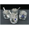 Image 1 : 4 Glass & Pewter Jam Serving Jars with Spoons